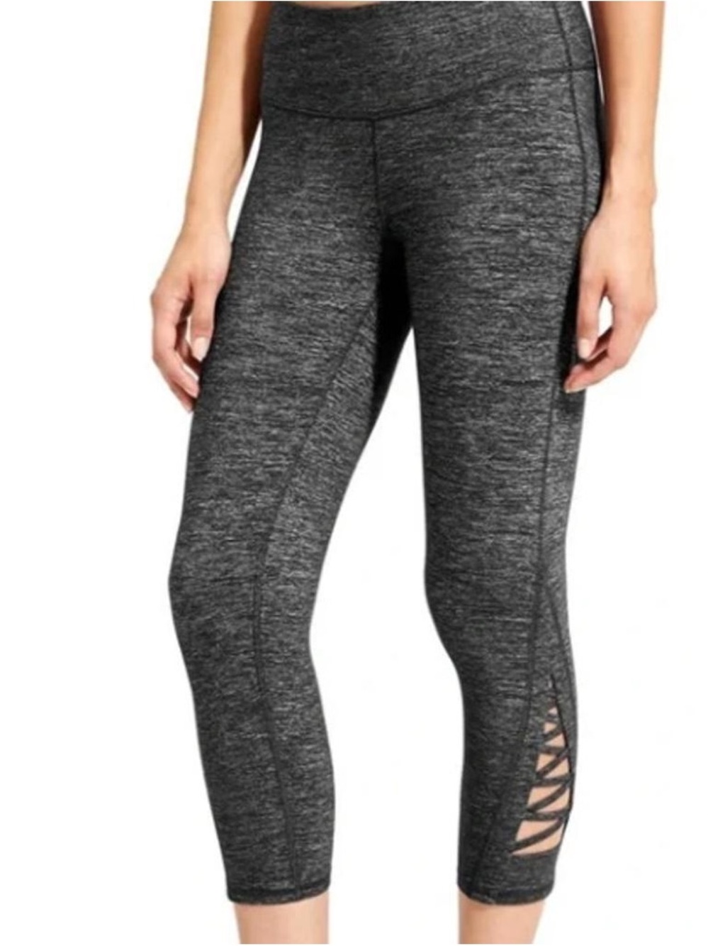 Athleta Dark Gray Capri Leggings with Lattice Side Detail